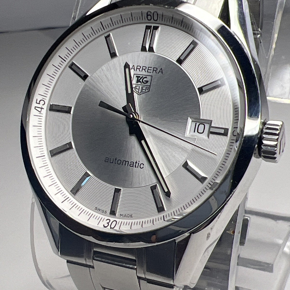 Silver TAG Heuer Carrera Calibre 5 WV211A-3
