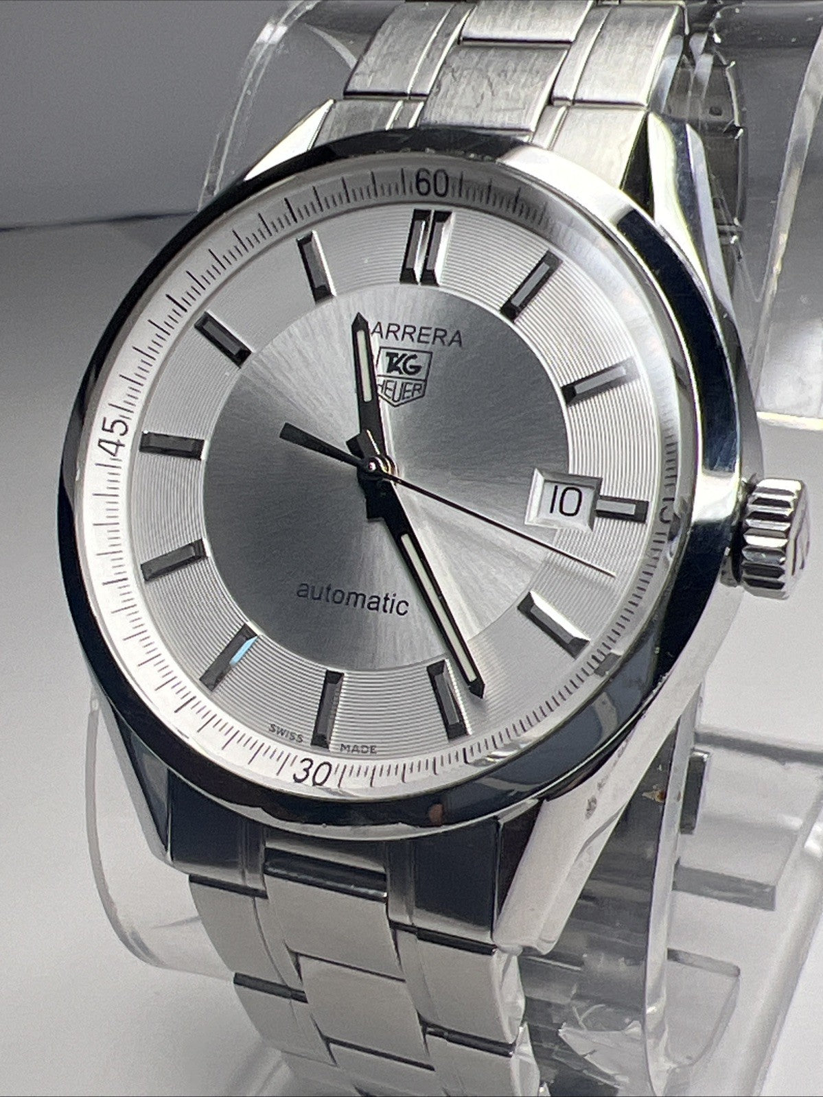 Silver TAG Heuer Carrera Calibre 5 WV211A-3