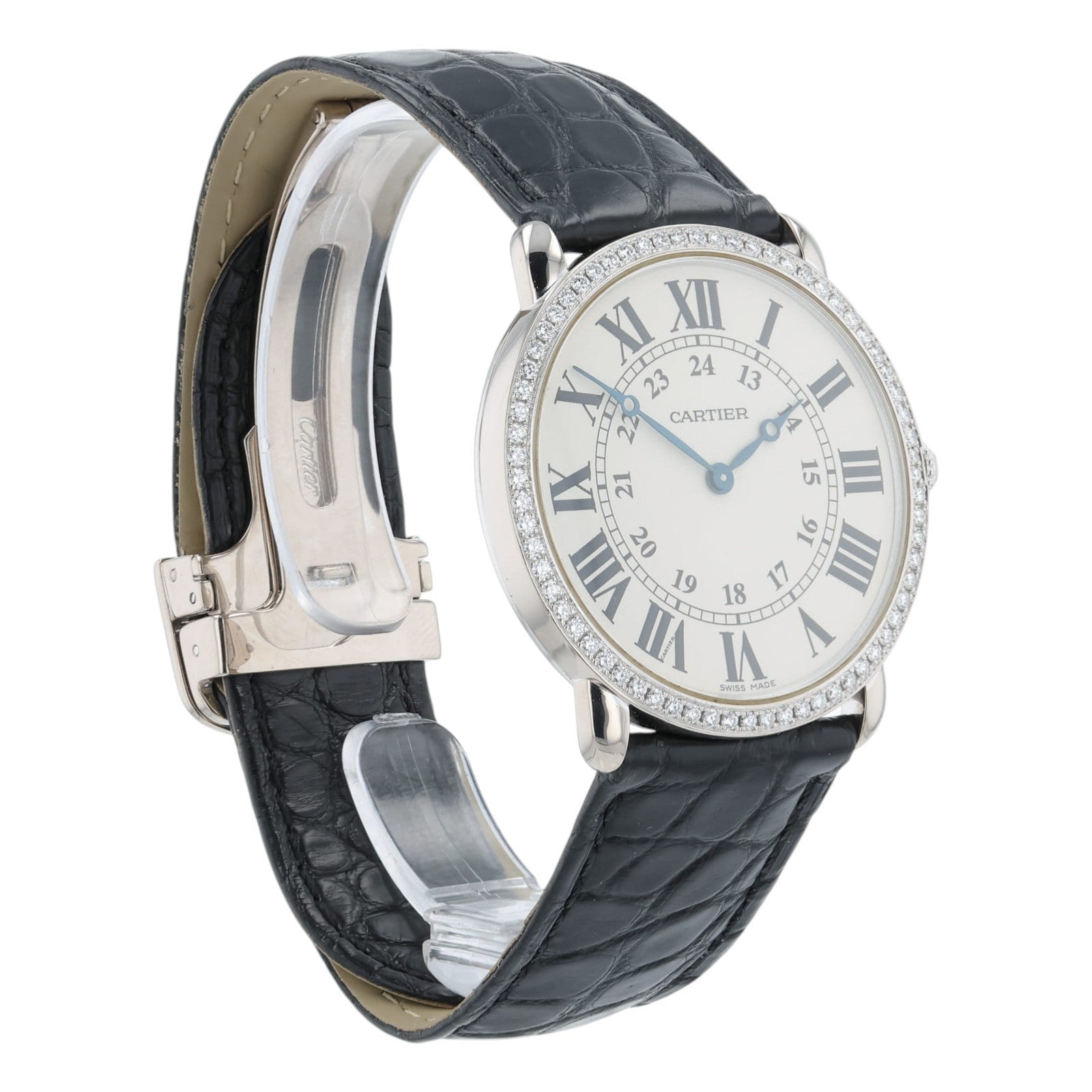 Cartier Ronde Cartier Silver Dial 18k White Gold 36mm Diamond Watch WR000551