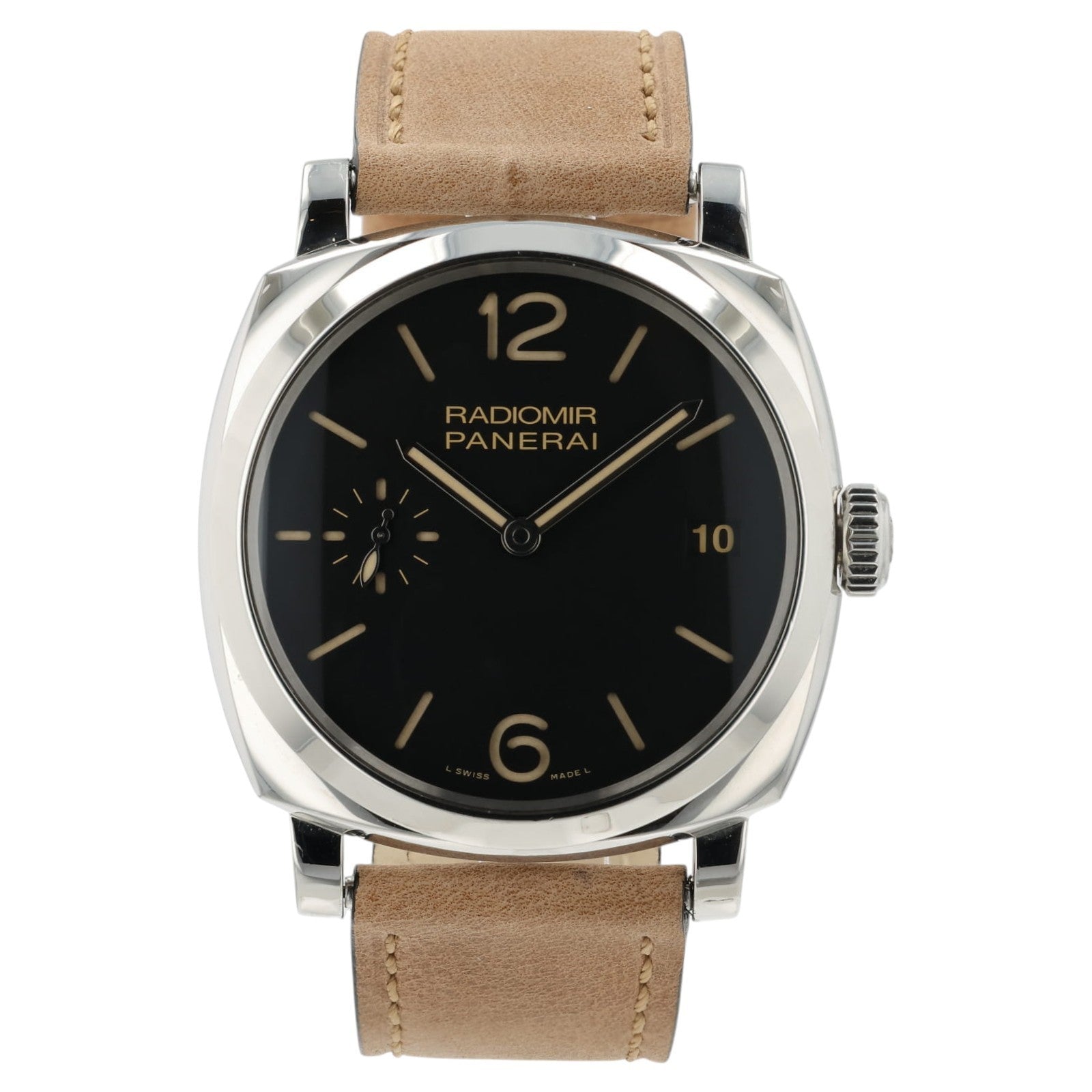 Panerai Radiomir 3 Days Black Dial Steel 47mm Manual Wind Mens Watch PAM00514