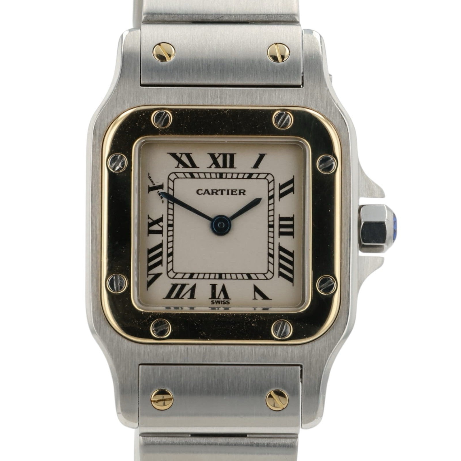 Cartier Santos Galbee Silver Dial Gold & Steel 24mm Quartz Women's Watch 1567