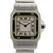 Cartier Santos Galbee Silver Dial Gold & Steel 24mm Quartz Women's Watch 1567