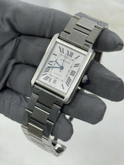 Cartier Tank Date XL Stainless Steel Bracelet 31mm Automatic Mens Watch 3515