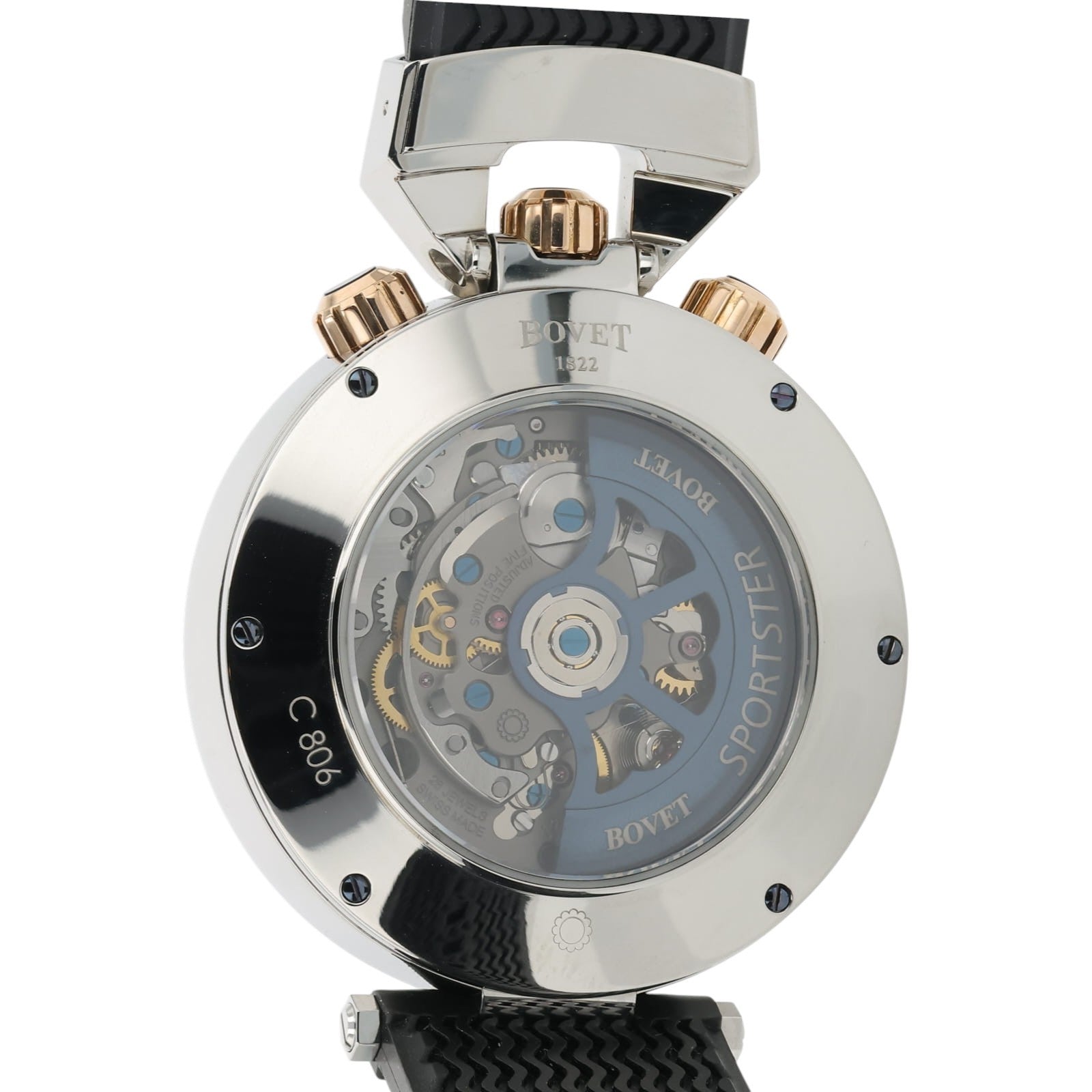 NEW 2025 Bovet Sportster Steel and Gold Black Dial 46mm Auto Men's Watch SP0446