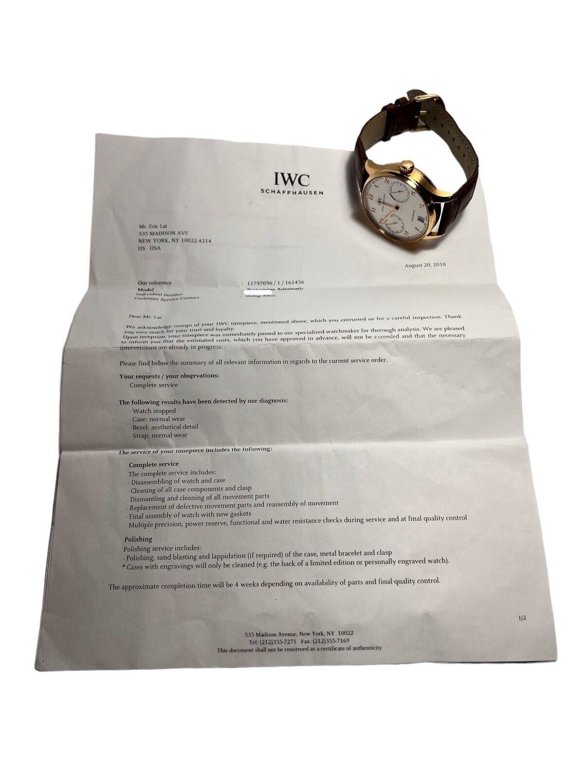 IWC Portuguese 7 Days 18k Rose Gold White Dial 42mm Automatic Mens Watch