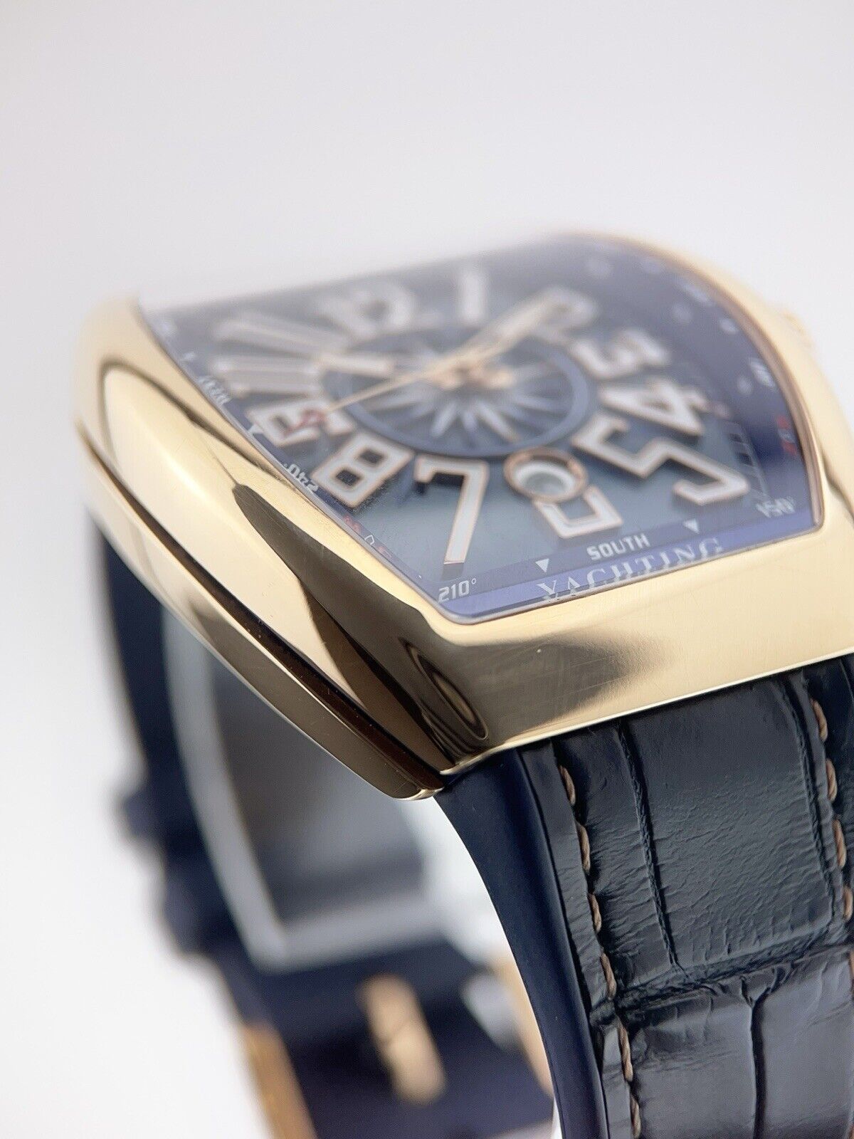 Franck Muller Vanguard 18k Rose Gold Blue Dial 45mm Automatic Mens Watch V45