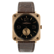 Bell & Ross Black Dial 18k Rose Gold 39mm Manual Wind Mens Watch BRS-70-R