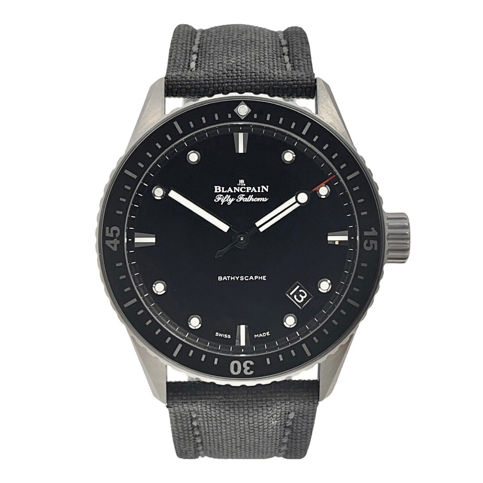 Blancpain Fifty Fathoms Automatic Black Dial Men's Watch 5000 Box & Papers