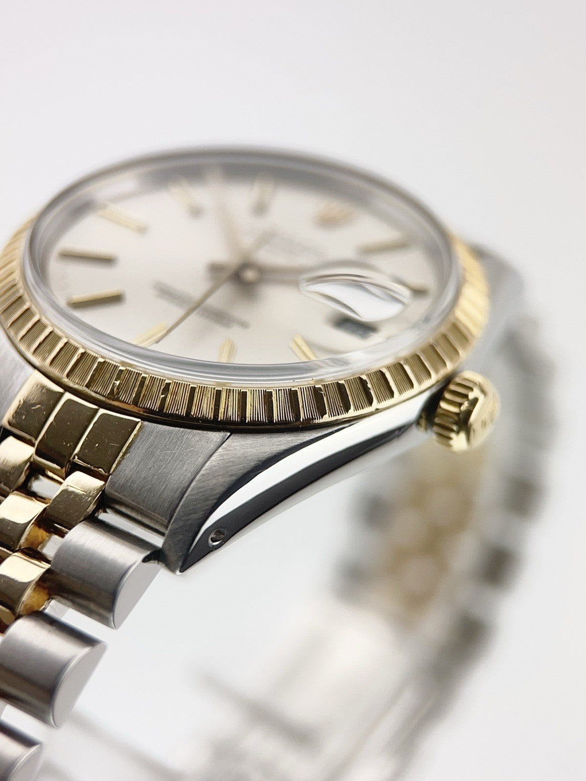 Rolex Oyster Perpetual Gold & Steel Silver Dial 34mm Automatic Men's Watch 15053