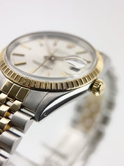 Rolex Oyster Perpetual Gold & Steel Silver Dial 34mm Automatic Men's Watch 15053