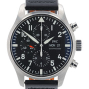 IWC Pilot Chronograph Stainless Steel Black Dial 43mm Automatic Mens IW377709