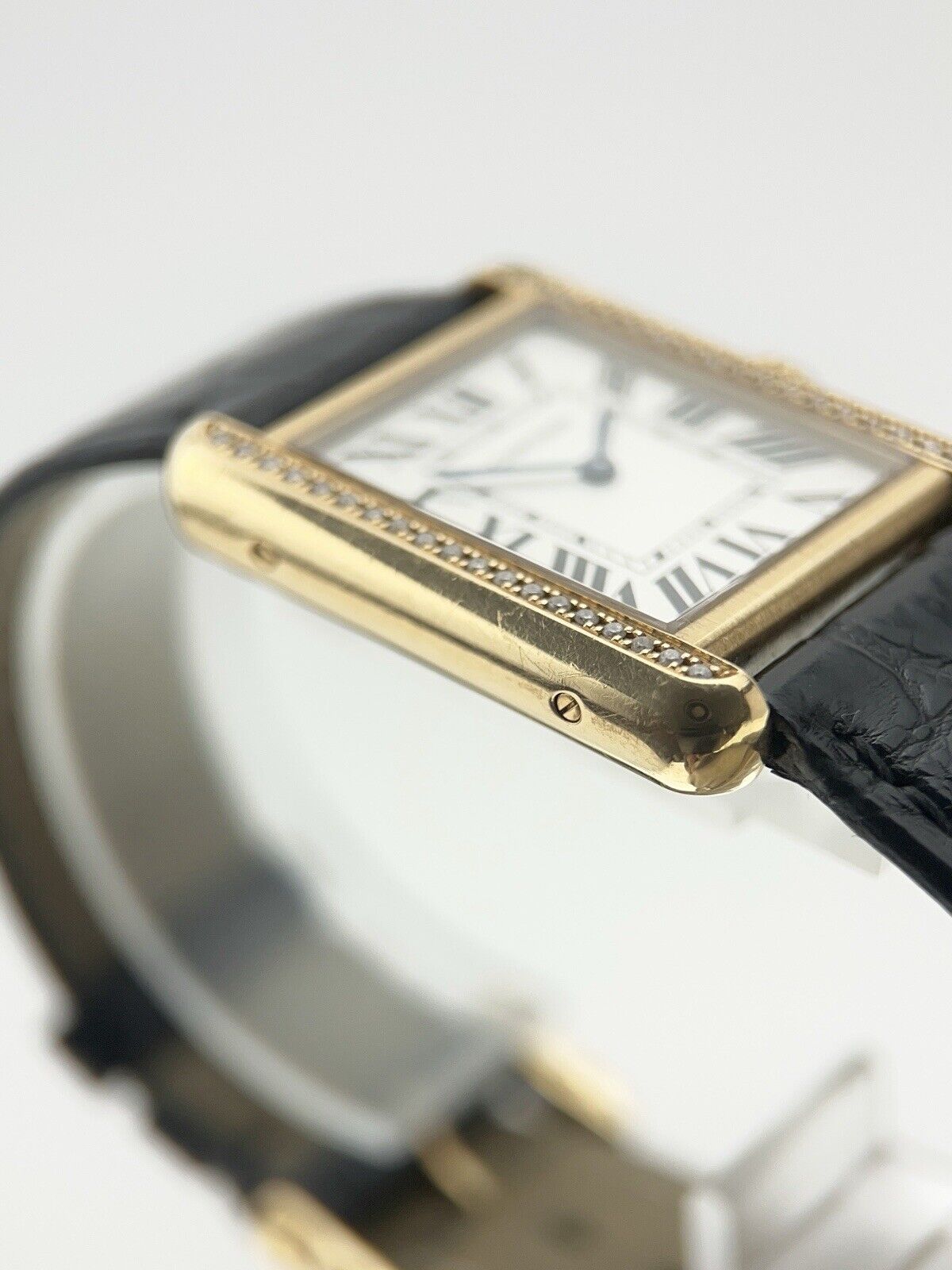 Cartier Tank Solo 24mm 18k Yellow Gold Diamond Bezel 2743