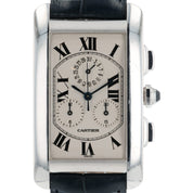 Cartier Tank Americaine 18k White Gold Silver Dial 27x45mm Quartz Men’s 2312