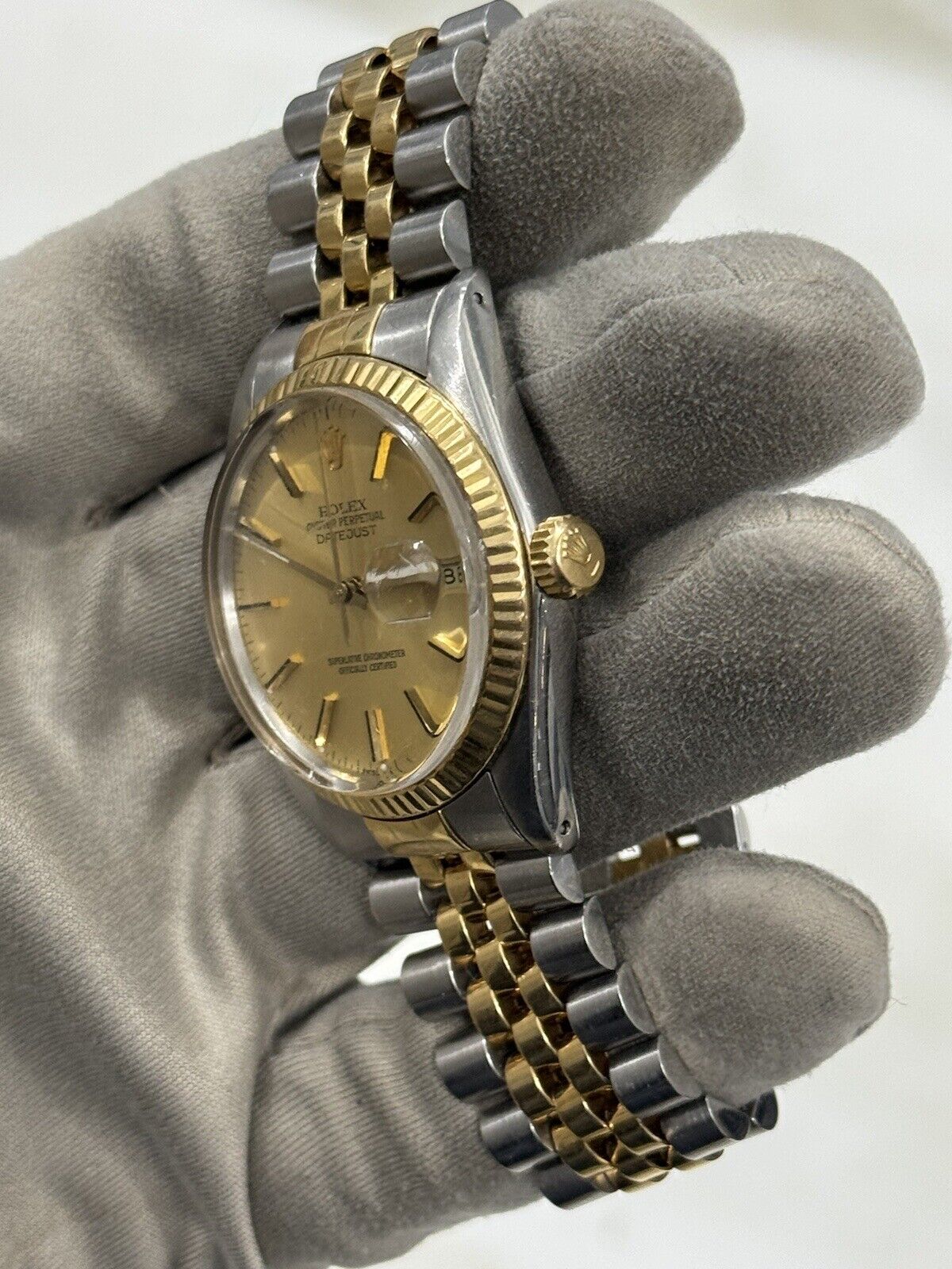 Rolex Datejust Yellow Gold And Stainless Steel 36mm Jubilee 16013 Champagne