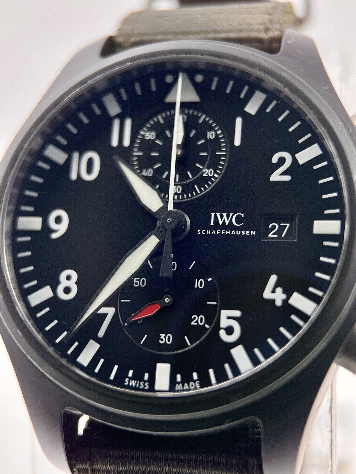 IWC Pilot Automatic Ceramic Watch Chronograph Top Gun IW389001 Box