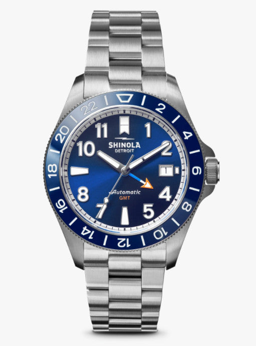 NEW 2026 Shinola Monster GMT Automatic 40mm Blue Dial Steel Watch S0120247286