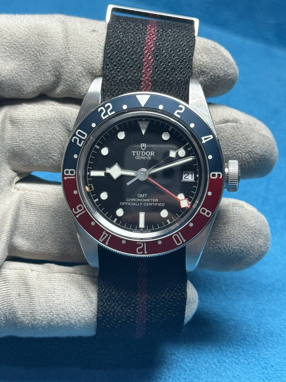 TUDOR Black Bay Pepsi GMT M79830RB-0003 On Fabric Strap Automatic Men’s Watch