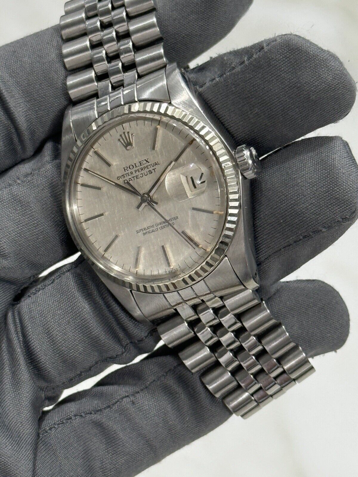 1978 Rolex Datejust Stainless Steel 16014 Factory Linen Mens 36mm Watch