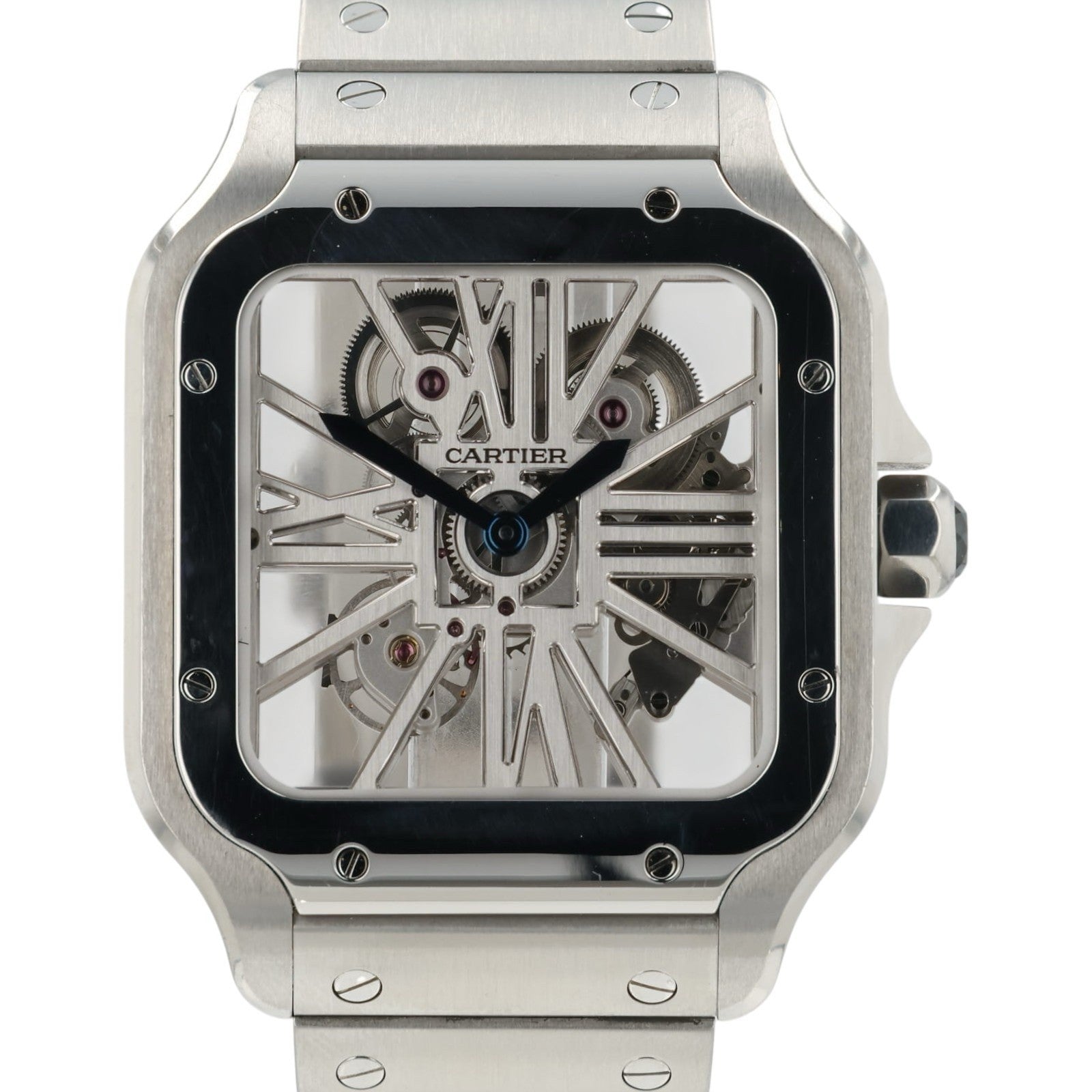 Cartier Santos Skeleton Dial Stainless Steel 40mm Manual Mens Watch WHSA0007