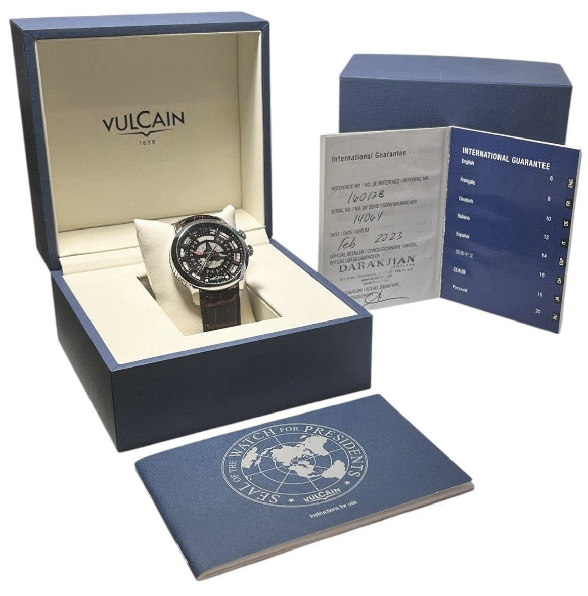 Vulcain Anniversary Heart Steel Silver & Black Dial 42mm Manual Watch 160128