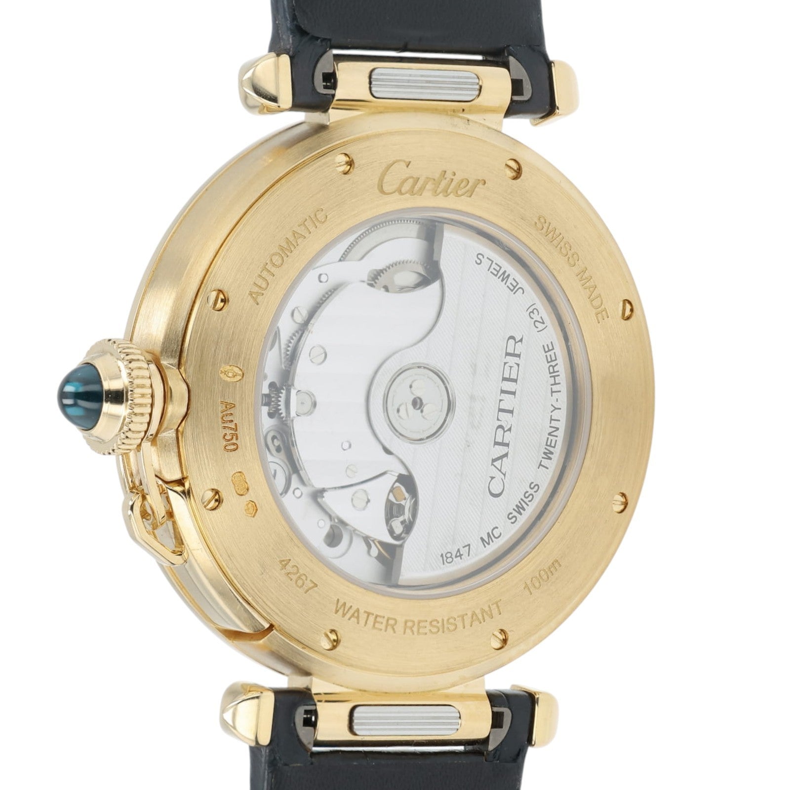 Cartier Pasha Silver Color Dial 18k Yellow Gold 42mm Automatic Mens WGPA0007