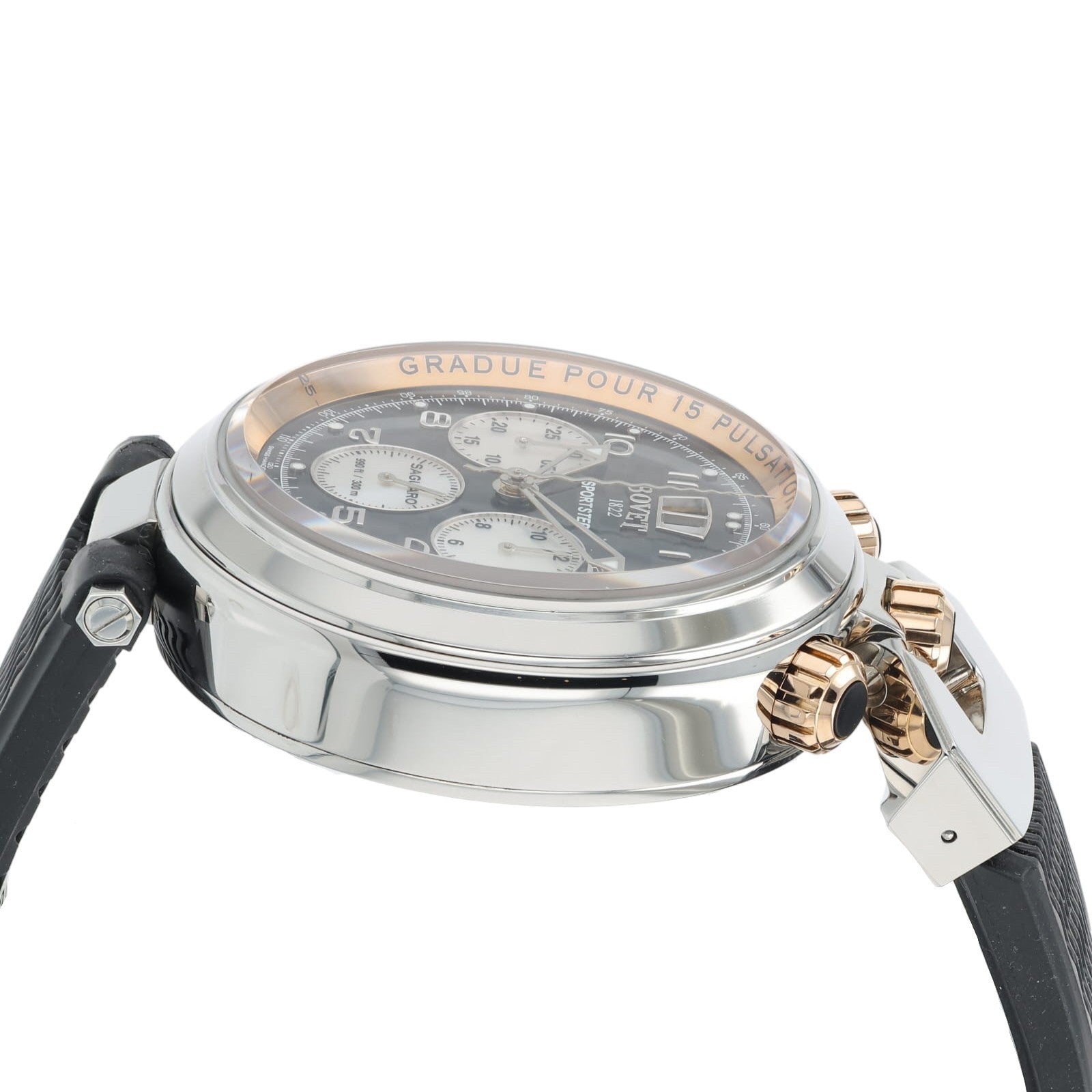 NEW 2025 Bovet Sportster Steel and Gold Black Dial 46mm Auto Men's Watch SP0446