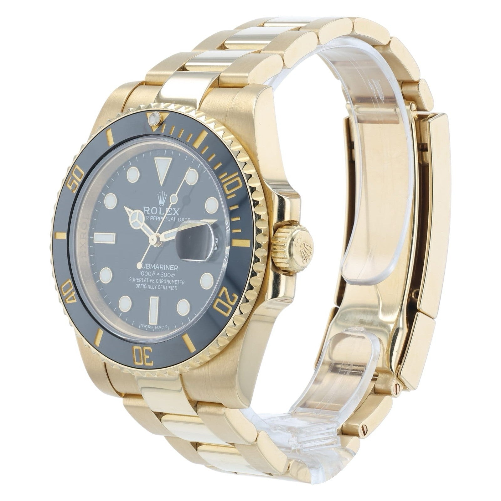 Rolex Submariner Black Dial 18k Yellow Gold 40mm Automatic Mens Watch 116618LN
