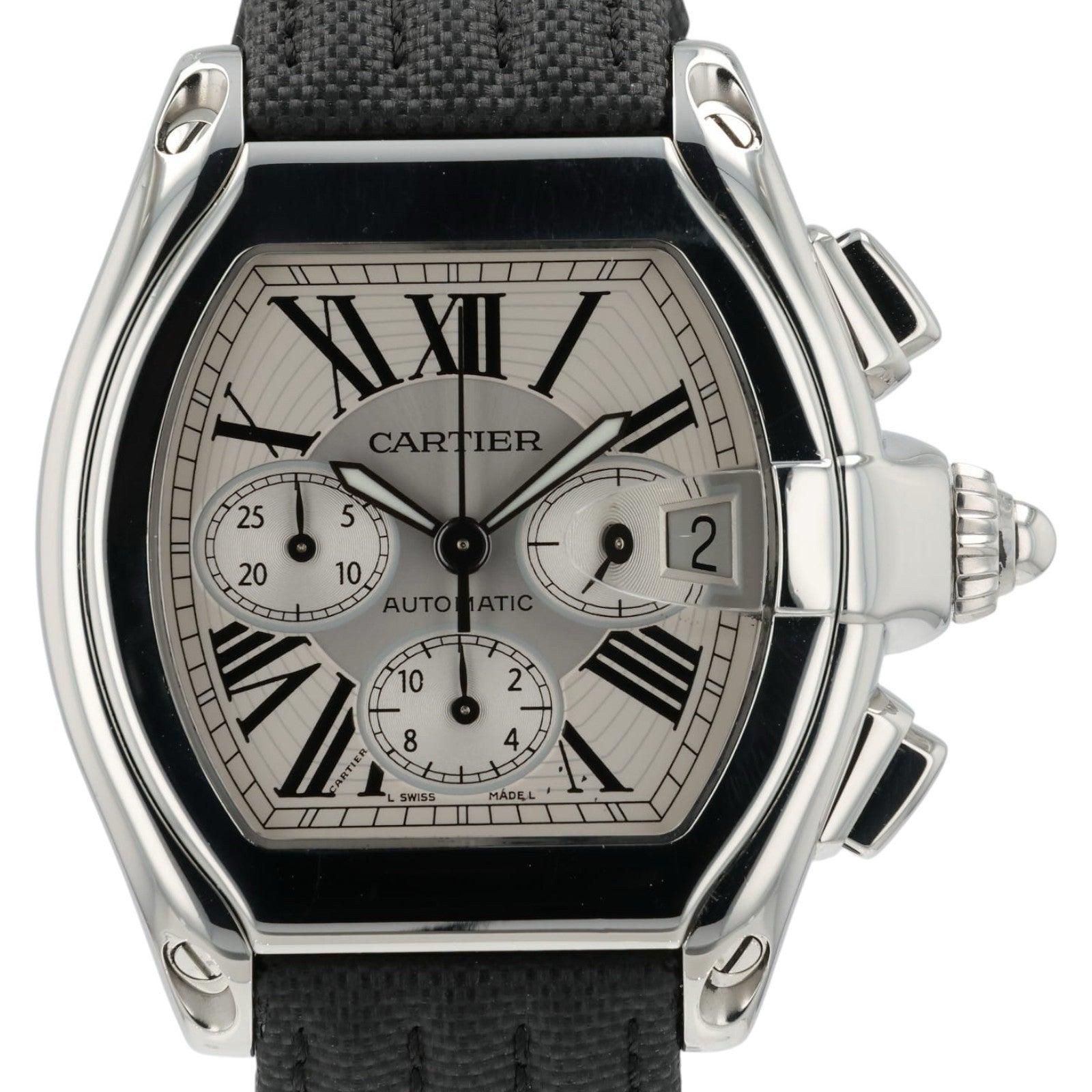 Cartier Roadster Silver Dial Stainless Steel 43mm Automatic Mens Watch W62019X6