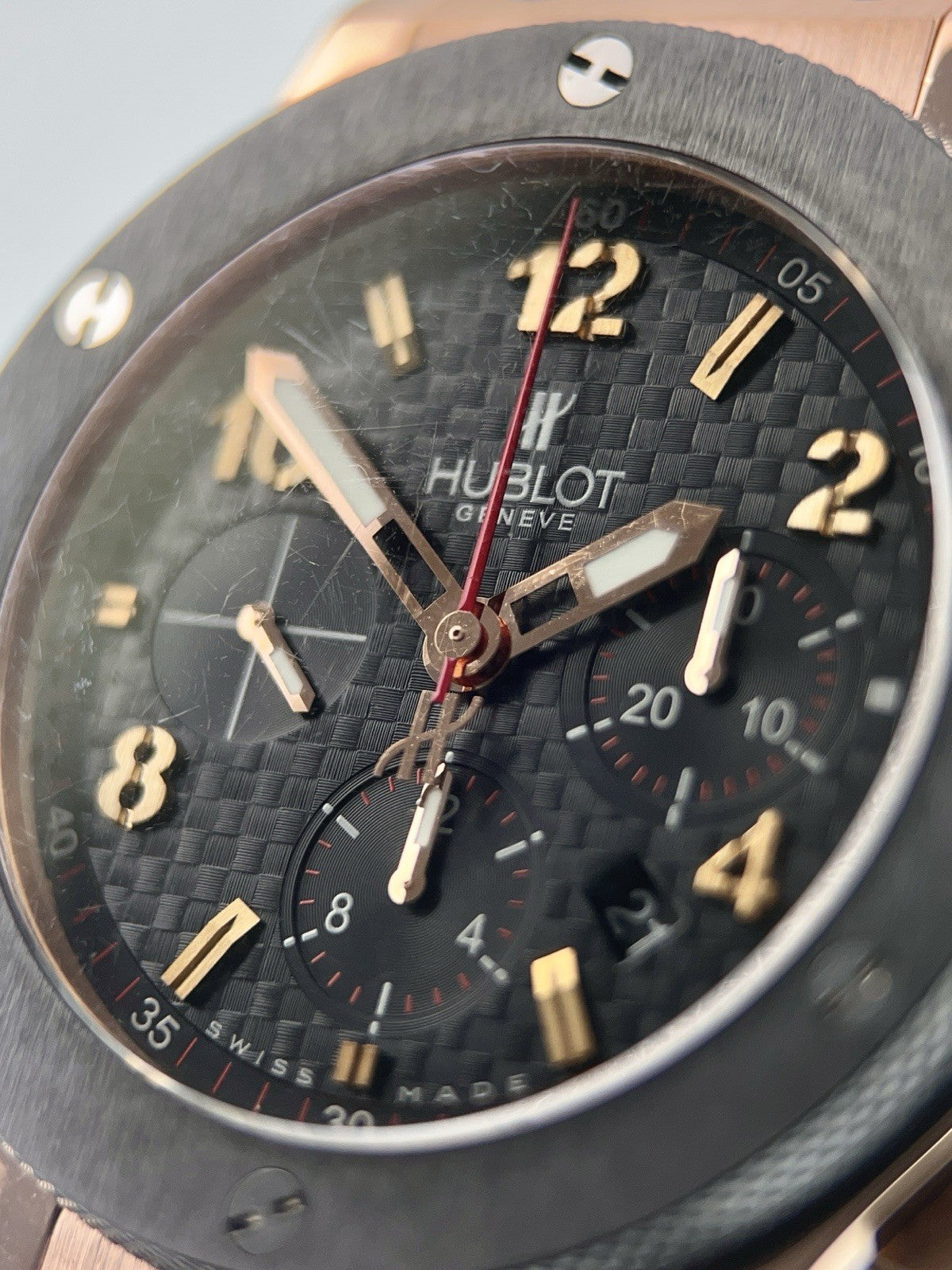 Hublot Big Bang Chronograph 18k Rose Gold Black Dial 44mm Watch 301.PB.131.RX