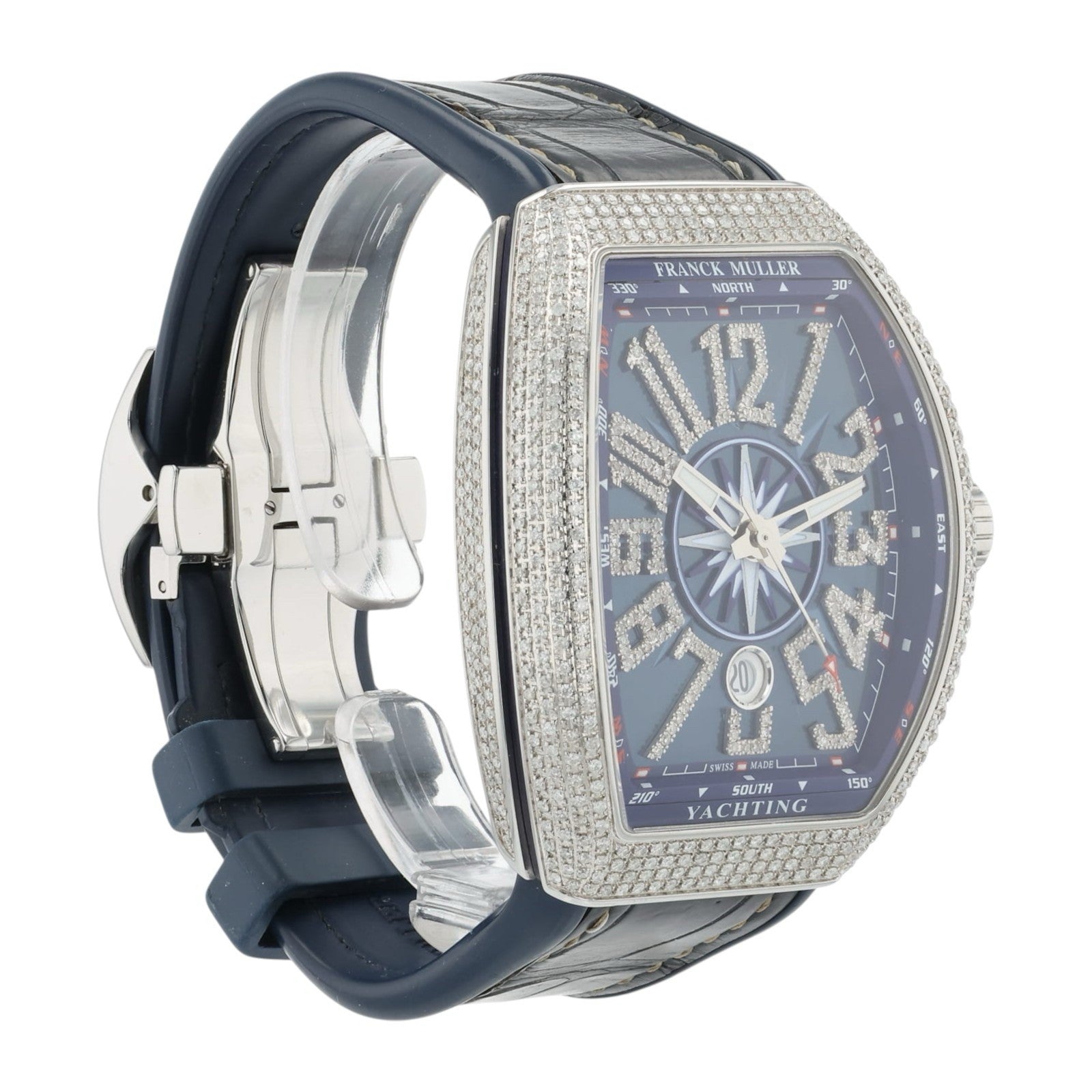 Franck Muller Vanguard Diamond Steel Blue Dial 45mm Auto Men's Watch V45 SC DT