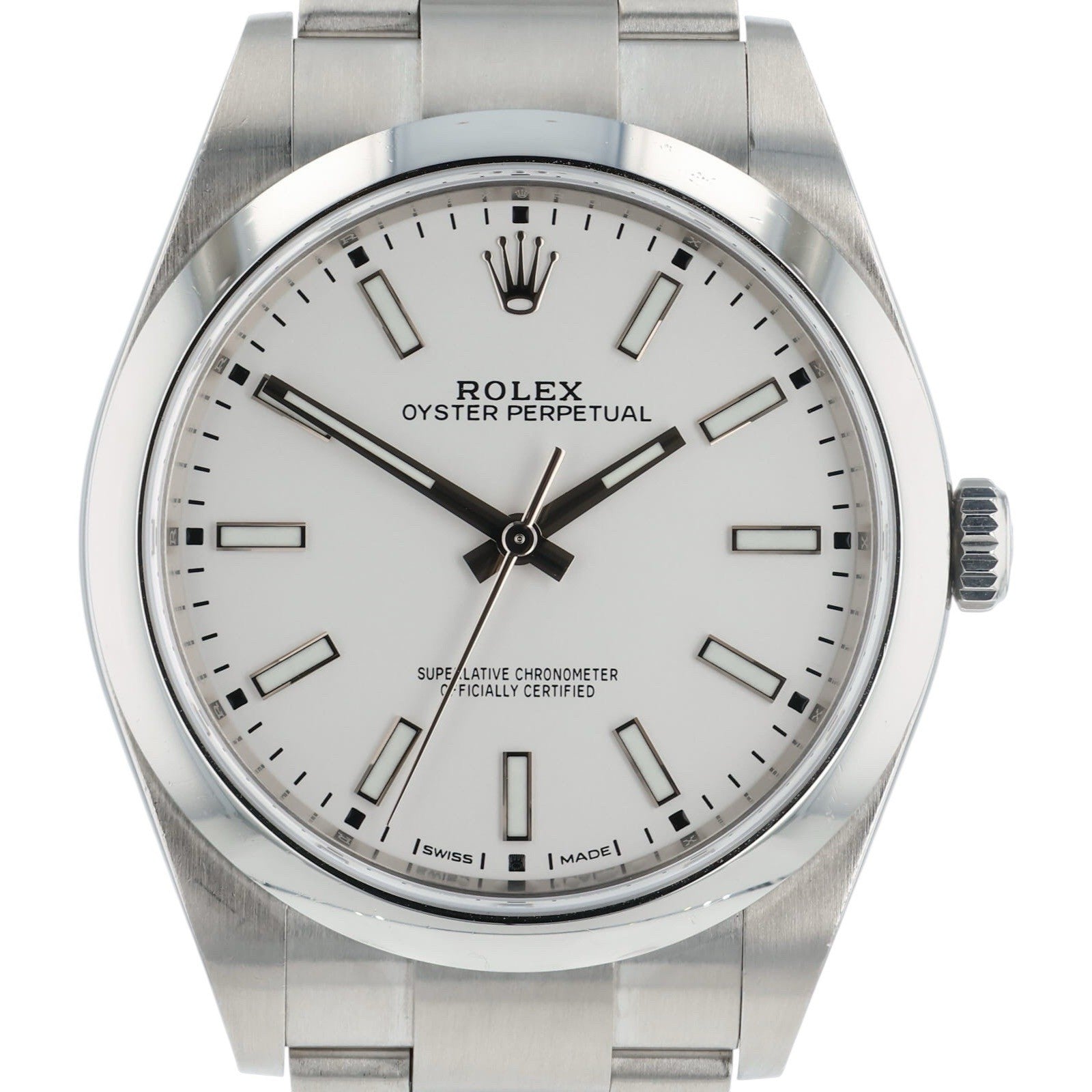 Rolex Oyster Perpetual 39 Stainless Steel White Dial 39mm Automatic Mens 114300