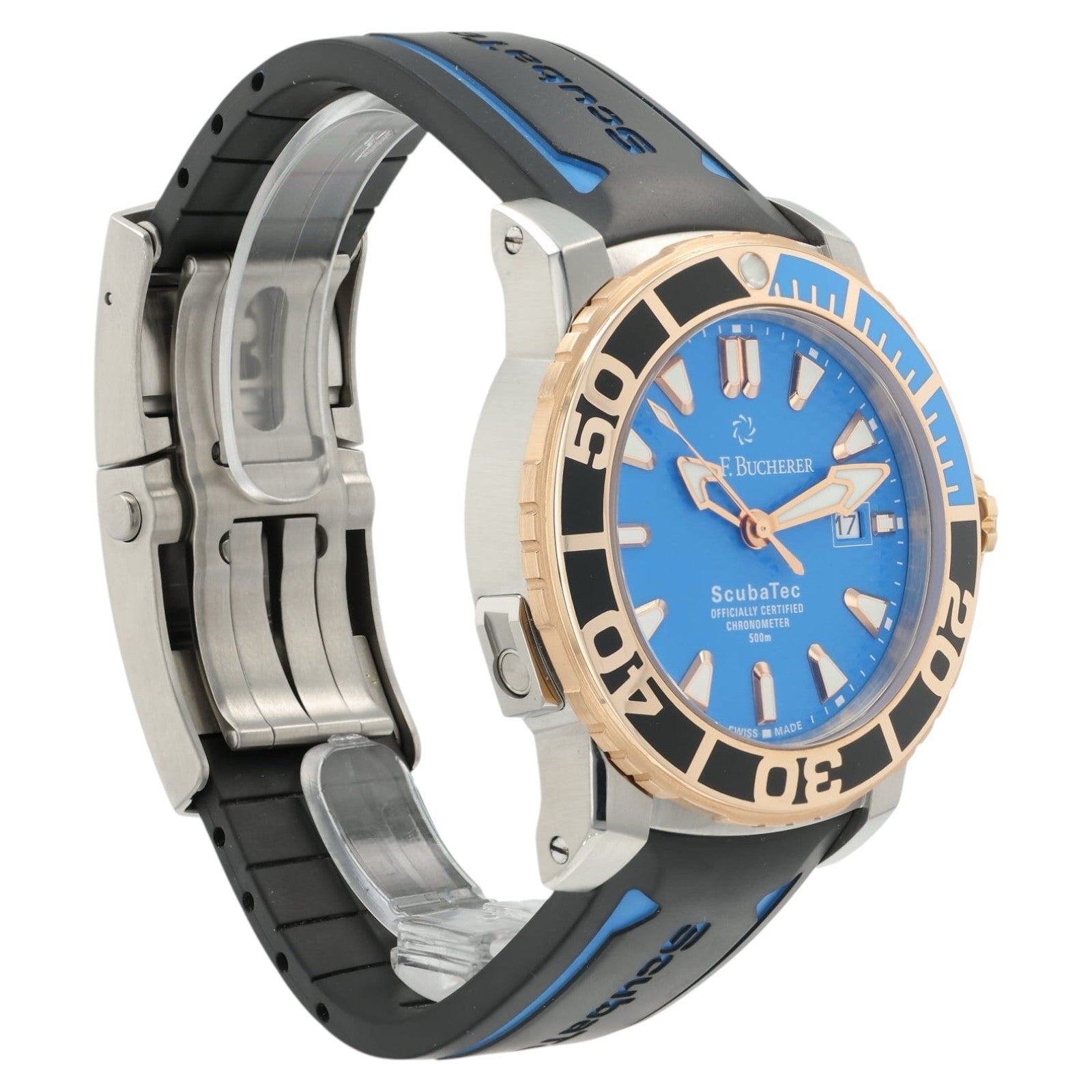 Carl F Bucherer Patravi Scuba Tec Blue Dial 18k Gold & Steel 44.6mm 10632.24