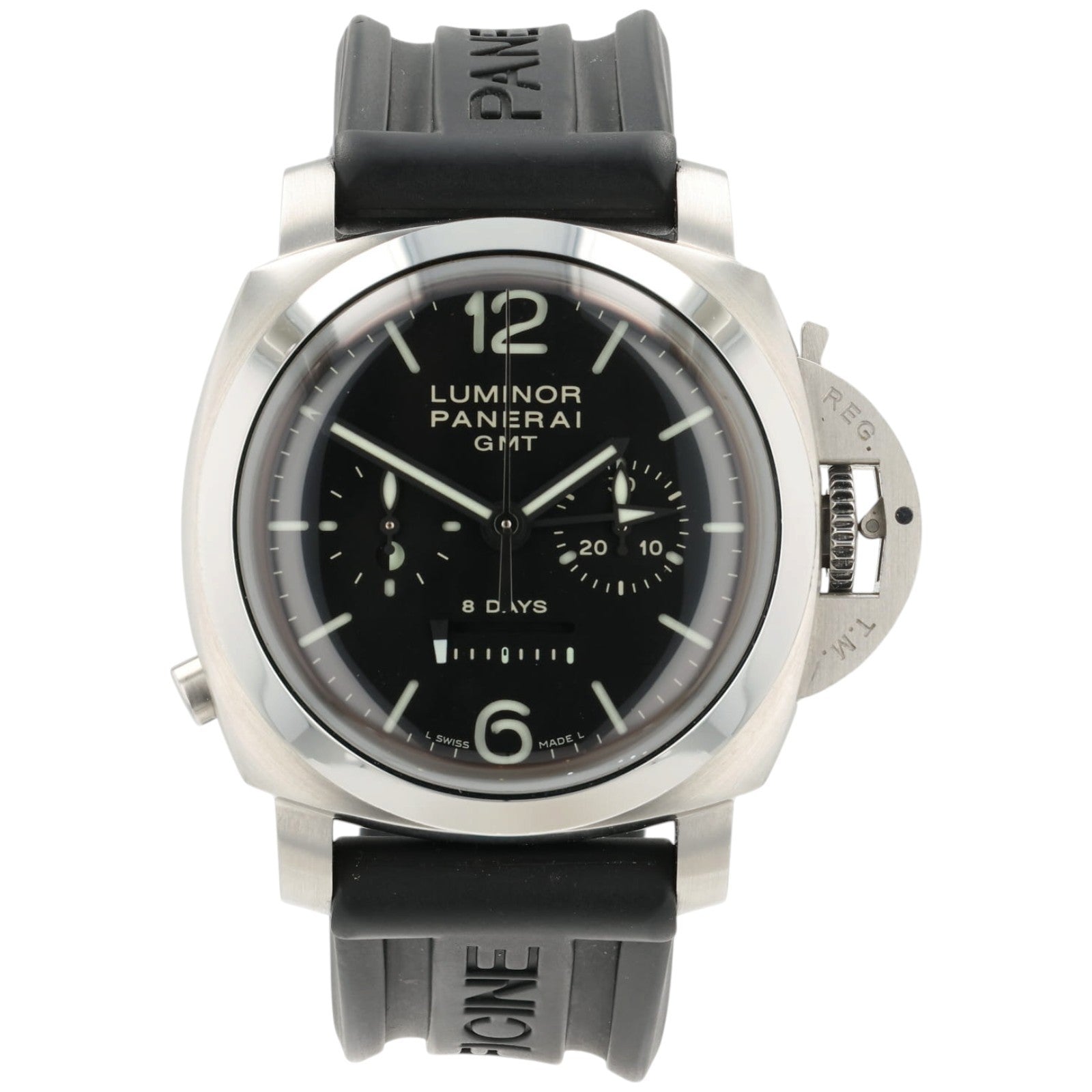Panerai Luminor GMT 8 Days Black Dial Steel 44mm Manual Men's Watch PAM00275