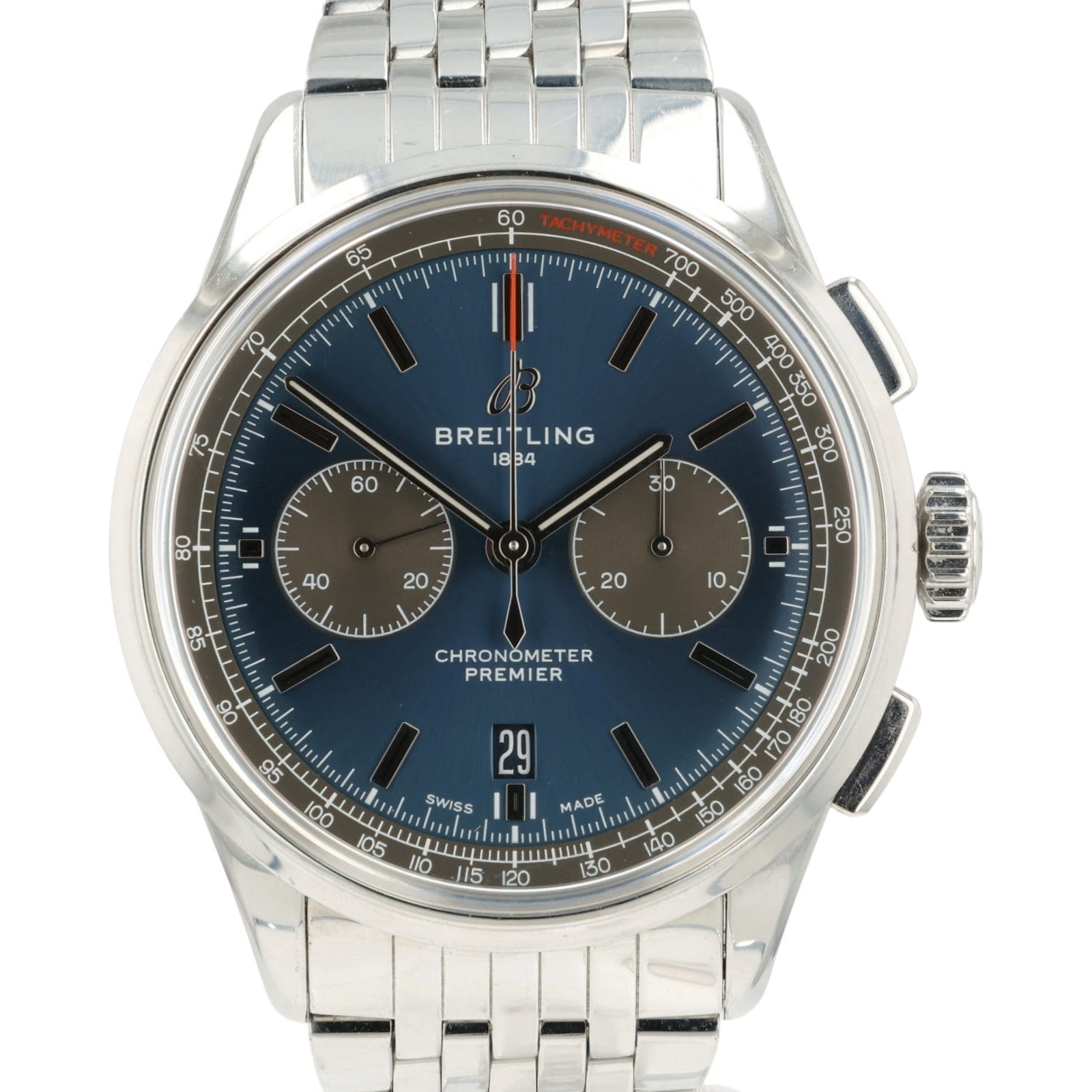 Breitling Premier B01 Blue Dial Stainless Steel 42mm Automatic Mens Watch AB0118