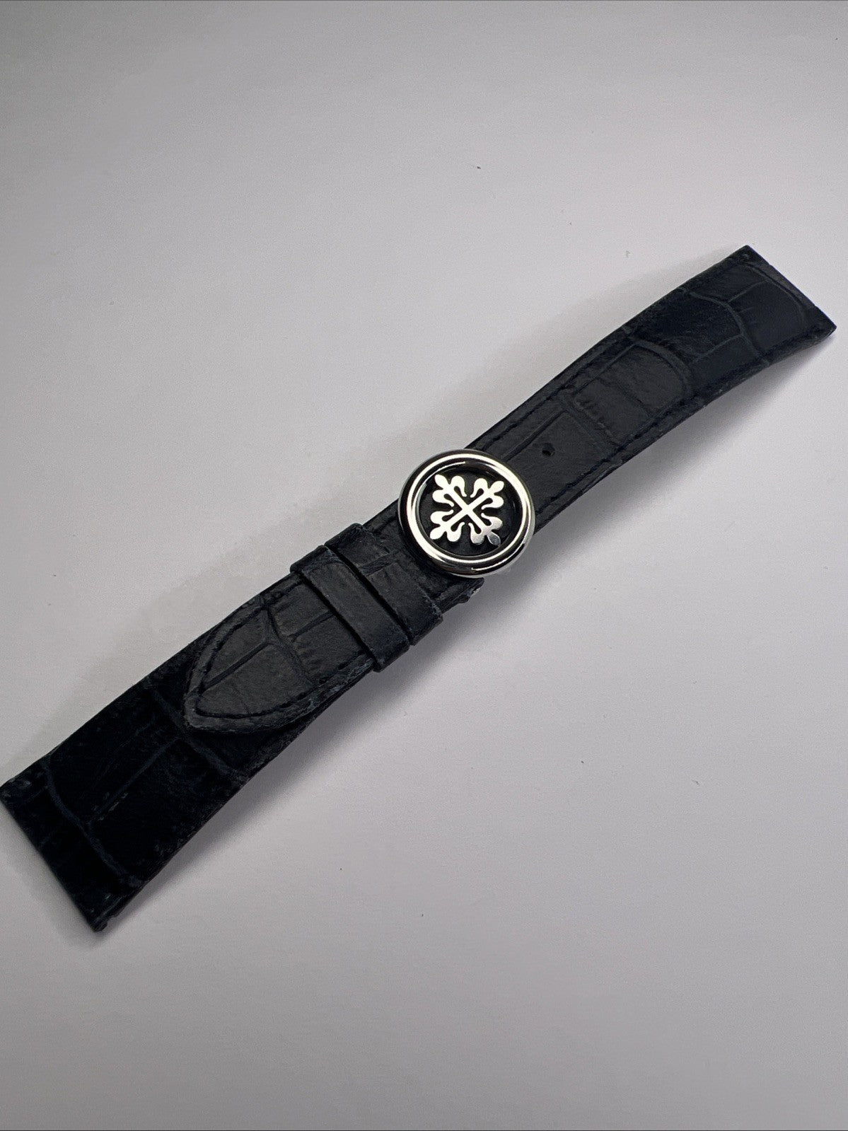 Authentic 21mm Blue Leather Patek Philippe Strap Band 16mm Steel Deployant Clasp