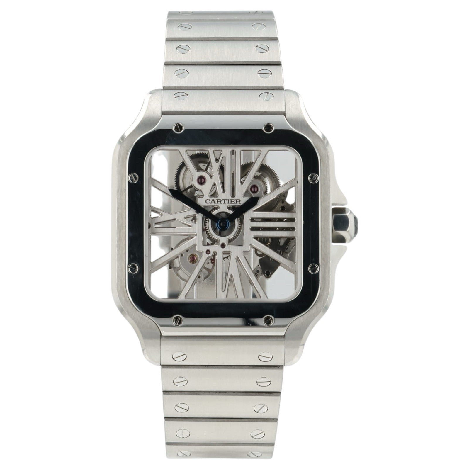 Cartier Santos Skeleton Dial Stainless Steel 40mm Manual Mens Watch WHSA0007