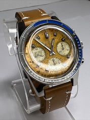 Vintage Wakmann Men’s Watch Chronograph Mechanical Wind Unique Patina Dial