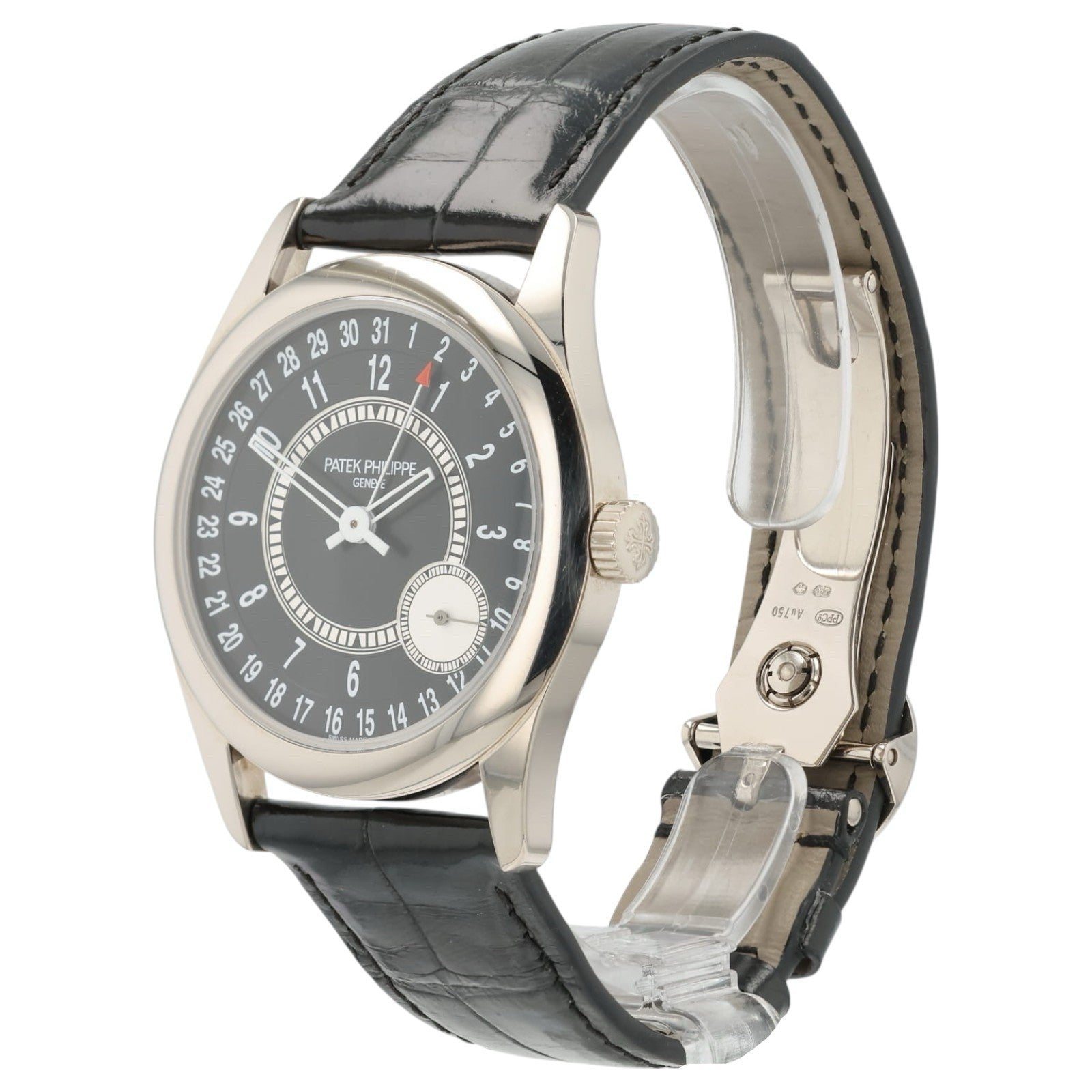 Patek Calatrava Black Dial 18k White Gold 39mm Automatic Movement Men’s 6006G