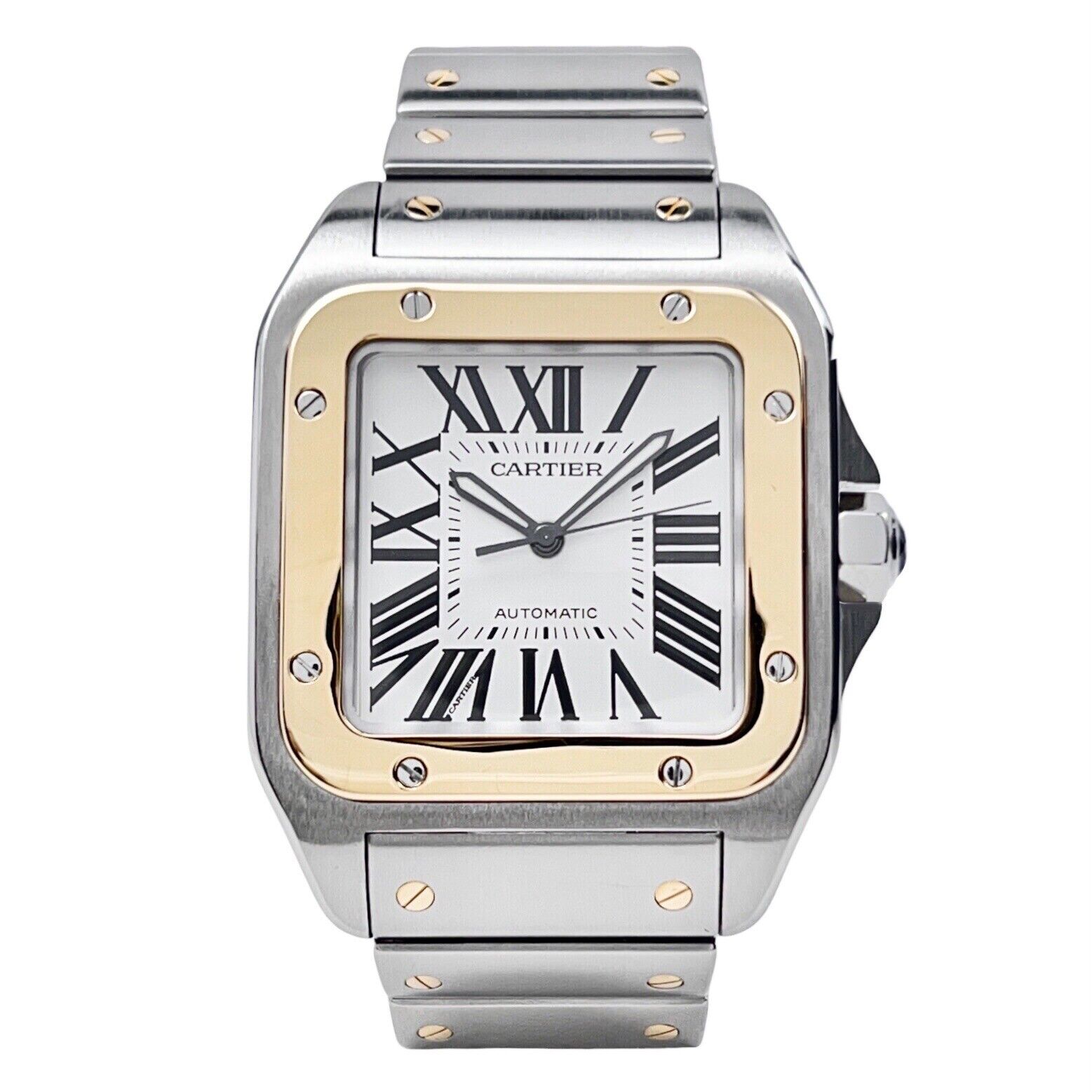 Cartier Santos 100 XL 2656 Steel & Yellow Gold Automatic Mens Watch 38mm