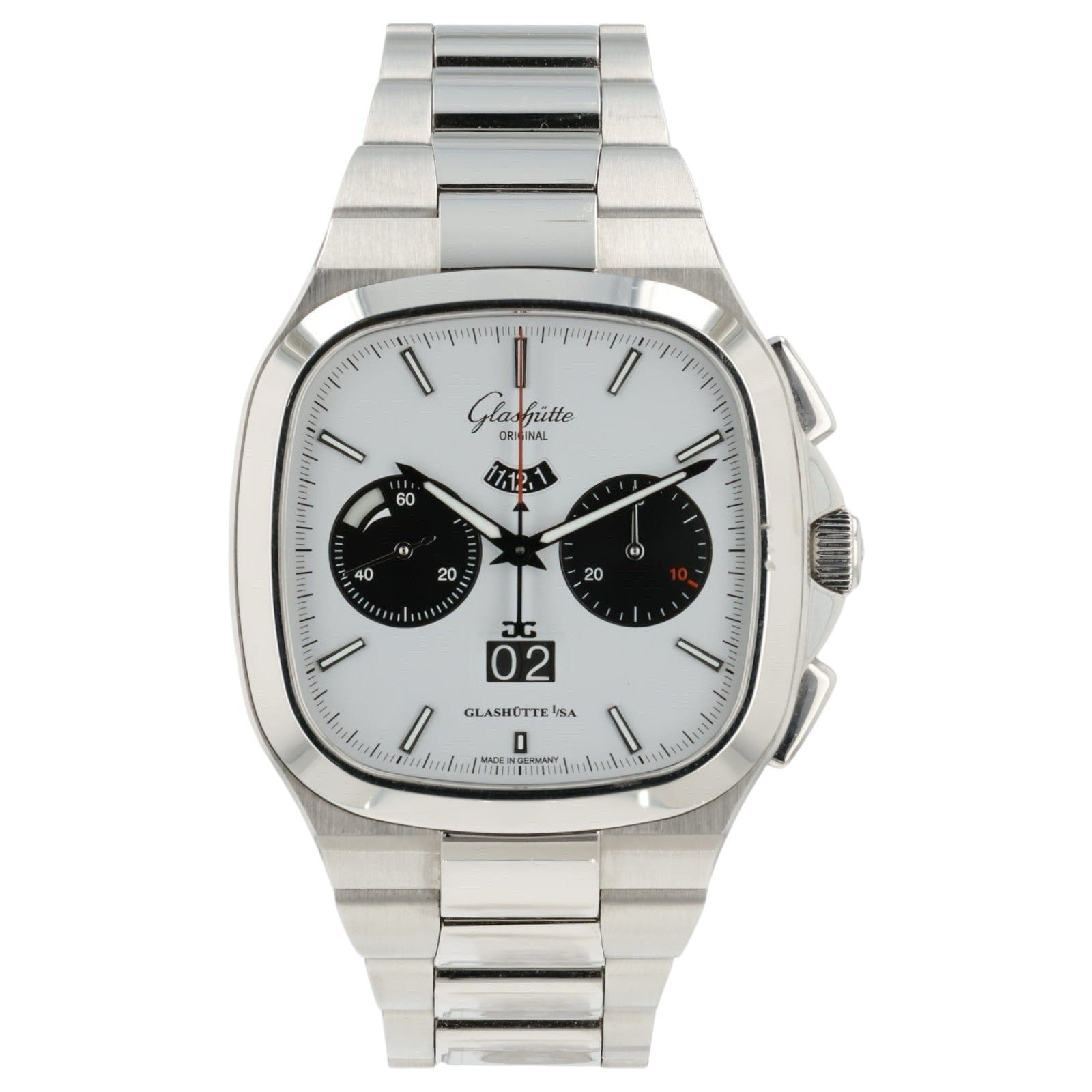 Glashutte Seventies Chrono White Dial Steel 40mm Auto Watch 1-37-02-18-02-70