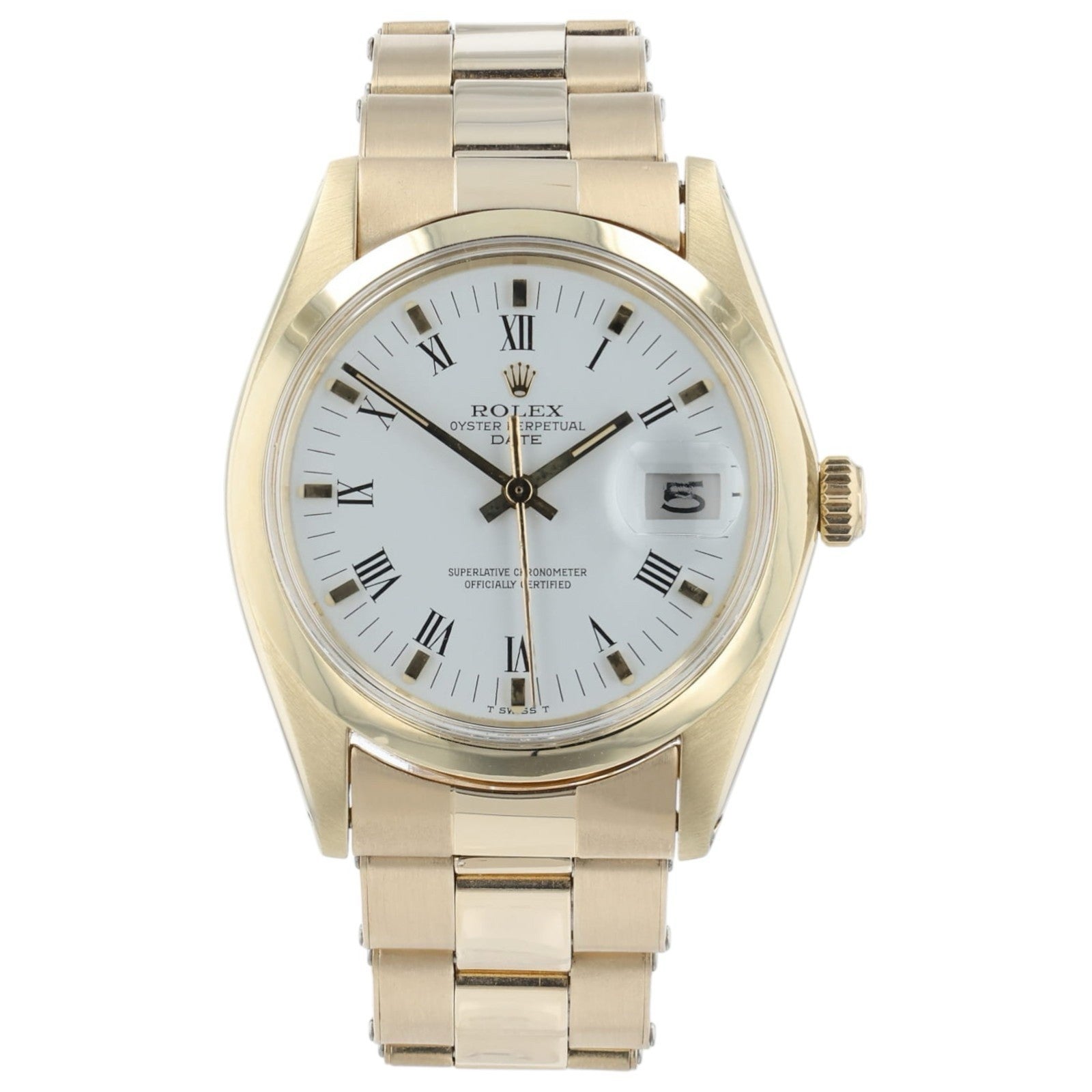 Rolex Oyster Perpetual White Dial 14k Yellow Gold 34mm Automatic Mens Watch 1503
