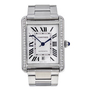 Cartier Tank Solo XL Automatic Steel Mens Watch W5200028 W/ Diamonds