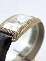 Cartier Tank Americaine Large 18k Yellow Gold After Market Diamonds Watch 1740