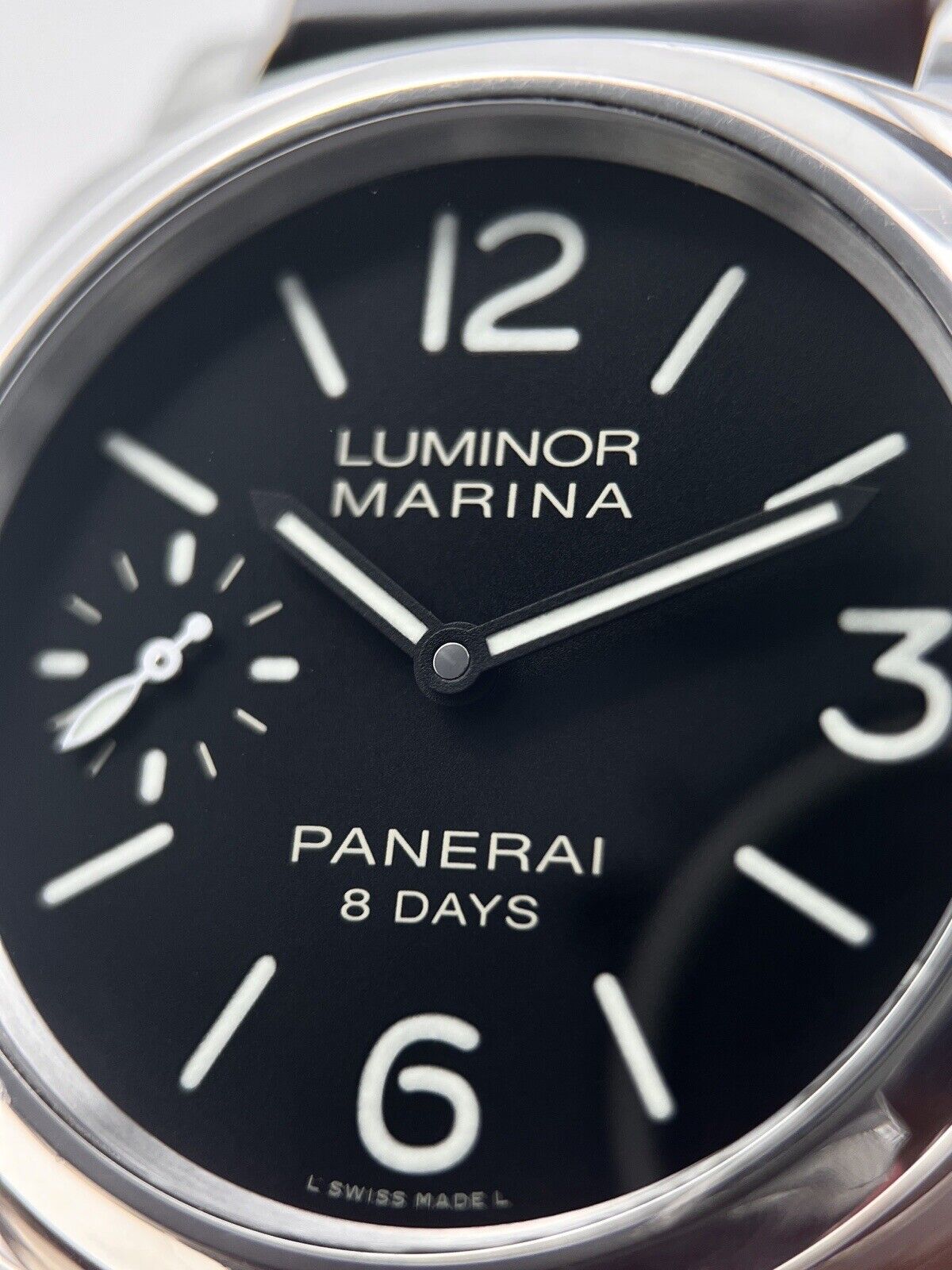 Panerai Luminor 8 Day Black Dial Men's Watch Steel Manual Wind 44MM PAM00510 B&P