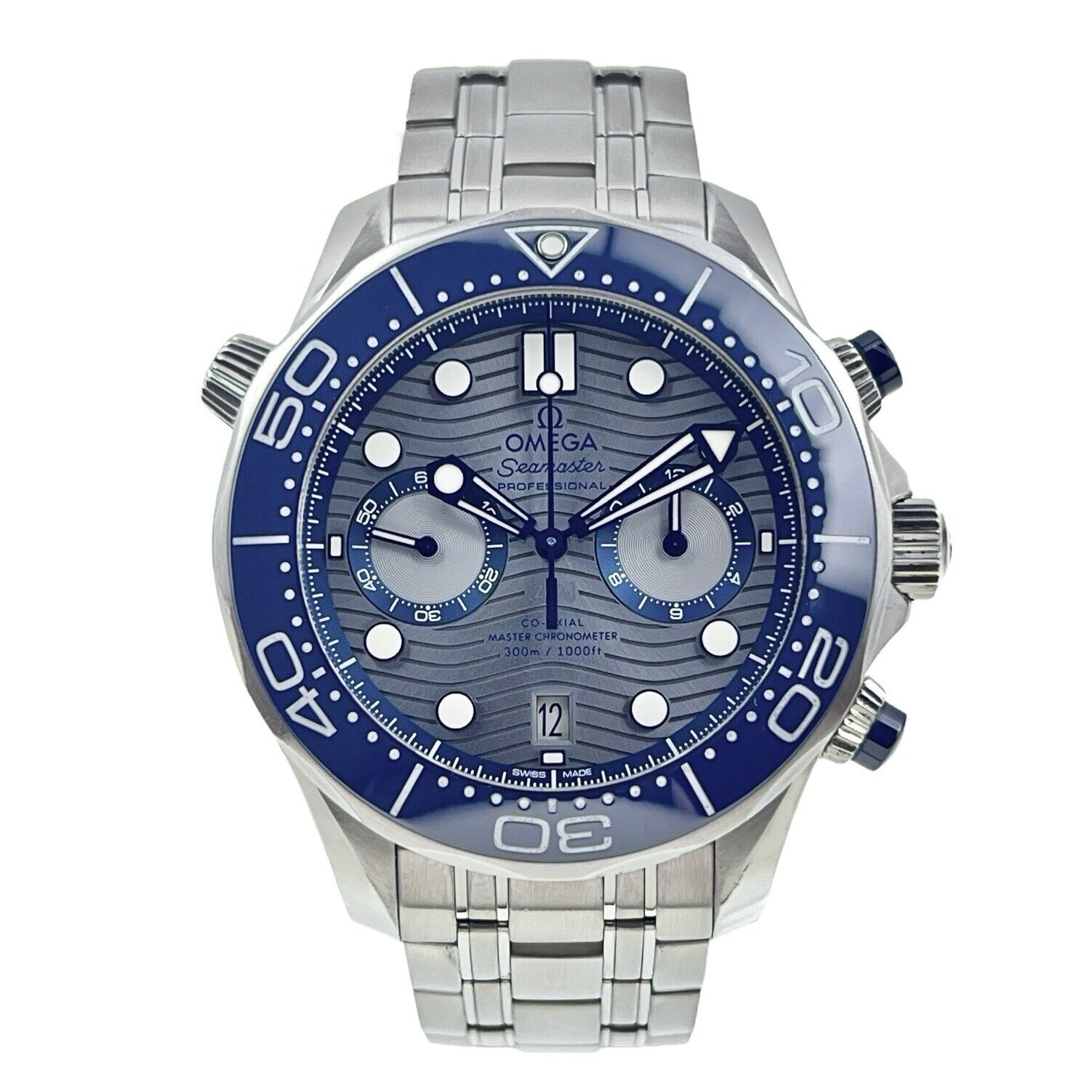 Omega Seamaster Diver Chronograph 300m Steel Blue Mens Watch 210.30.44.51.06.001