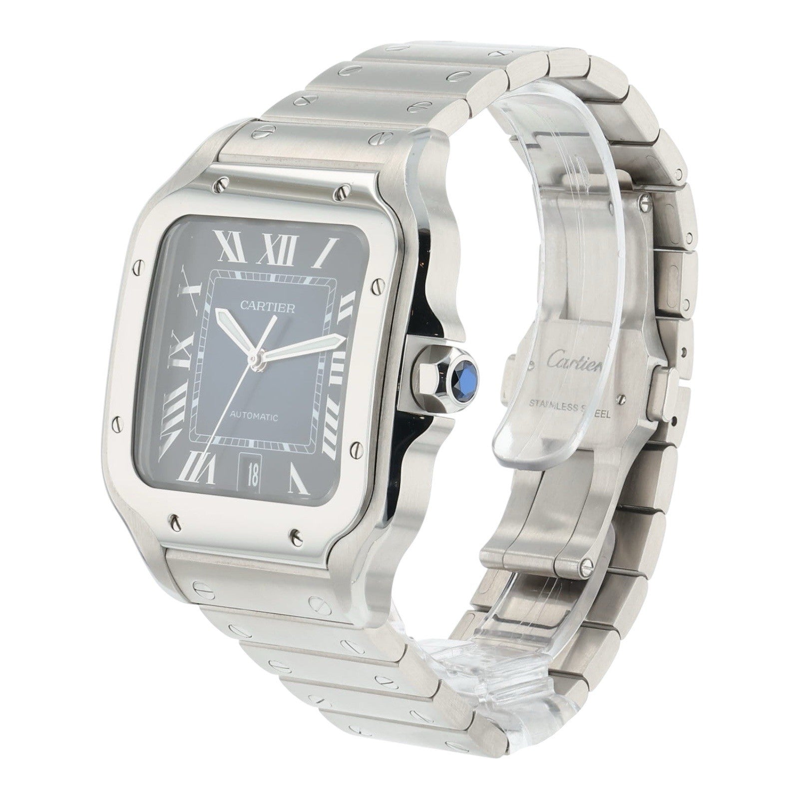 Cartier Santos de Cartier Steel Blue Dial 39.8mm Automatic Mens Watch WSSA0030