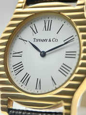 Tiffany & Co 18k Yellow Gold 34mm Quartz Black Leather Men’s Watch