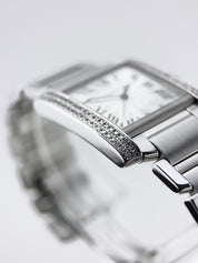 Cartier Tank Francaise Diamond Bezel Steel 28mm Automatic Women's Watch W51002Q3