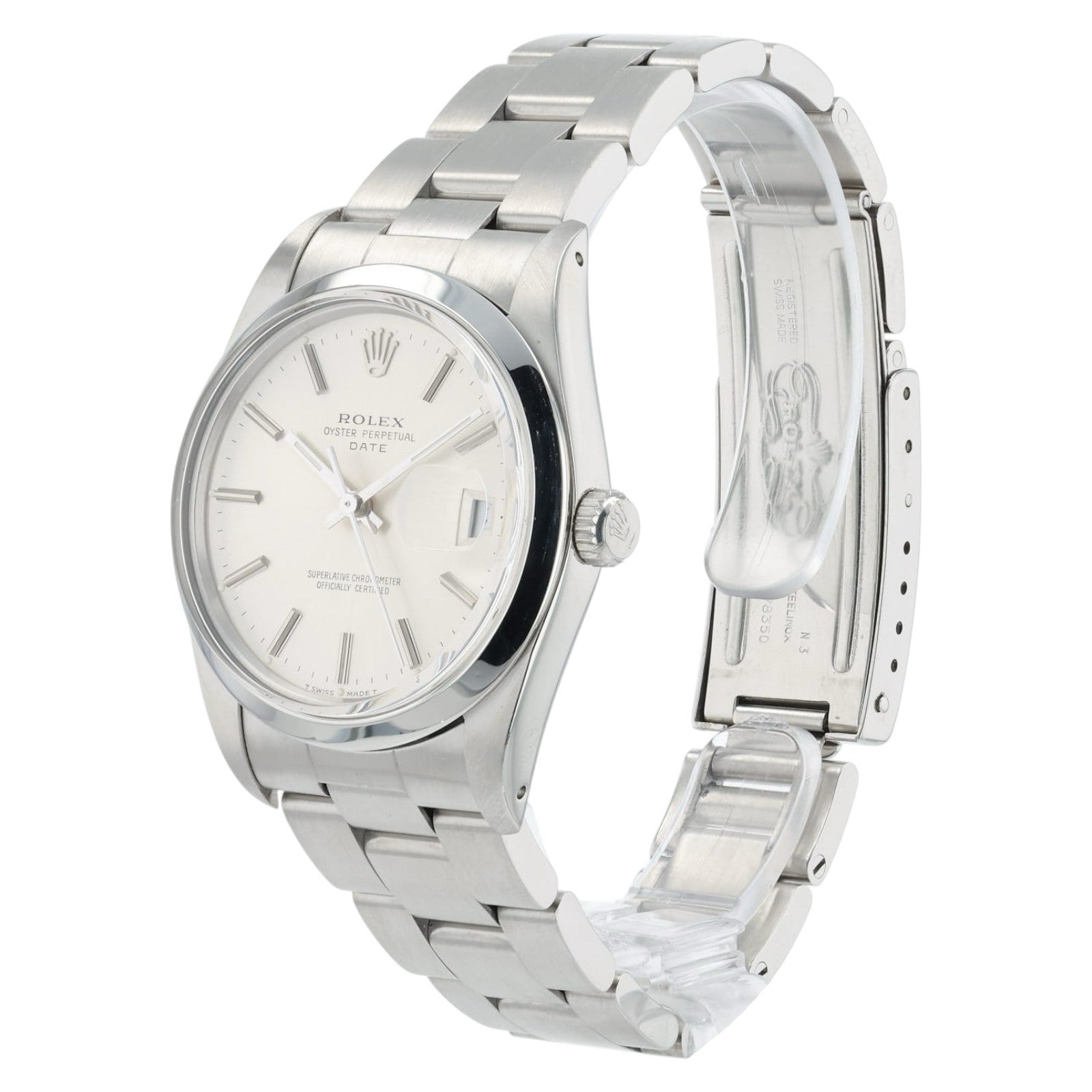 Rolex Date Silver Dial Stainless Steel 34mm Automatic Movement Men’s Watch 15000