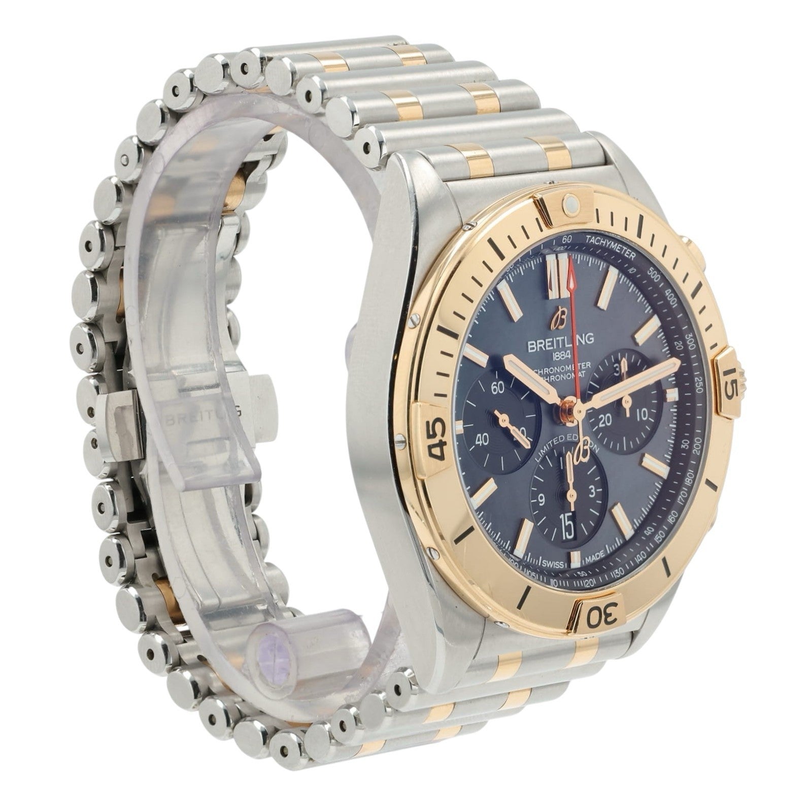 Breitling Chronomat Blue MOP Dial 18k Rose Gold & Steel 42mm Automatic UB0134